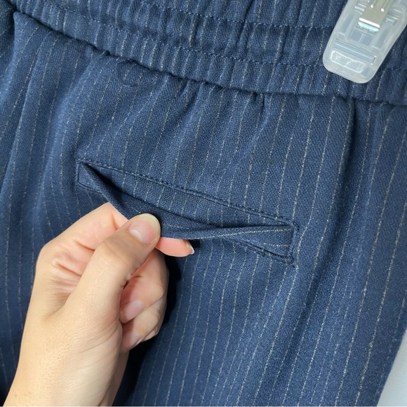 Time And Tru Pull On Navy Blue Pinstripe High Rise Knit Pants Size Medium 8-10 - Picture 15 of 16